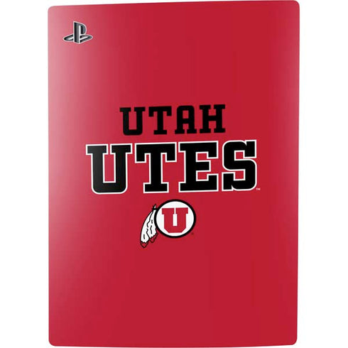 Utah Utes Text on Red PS5 Console Skin